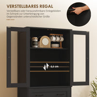 Kitchen cabinet, sideboard, acrylic front, drawers, 76 x 40 x 182.5 cm, black (6)