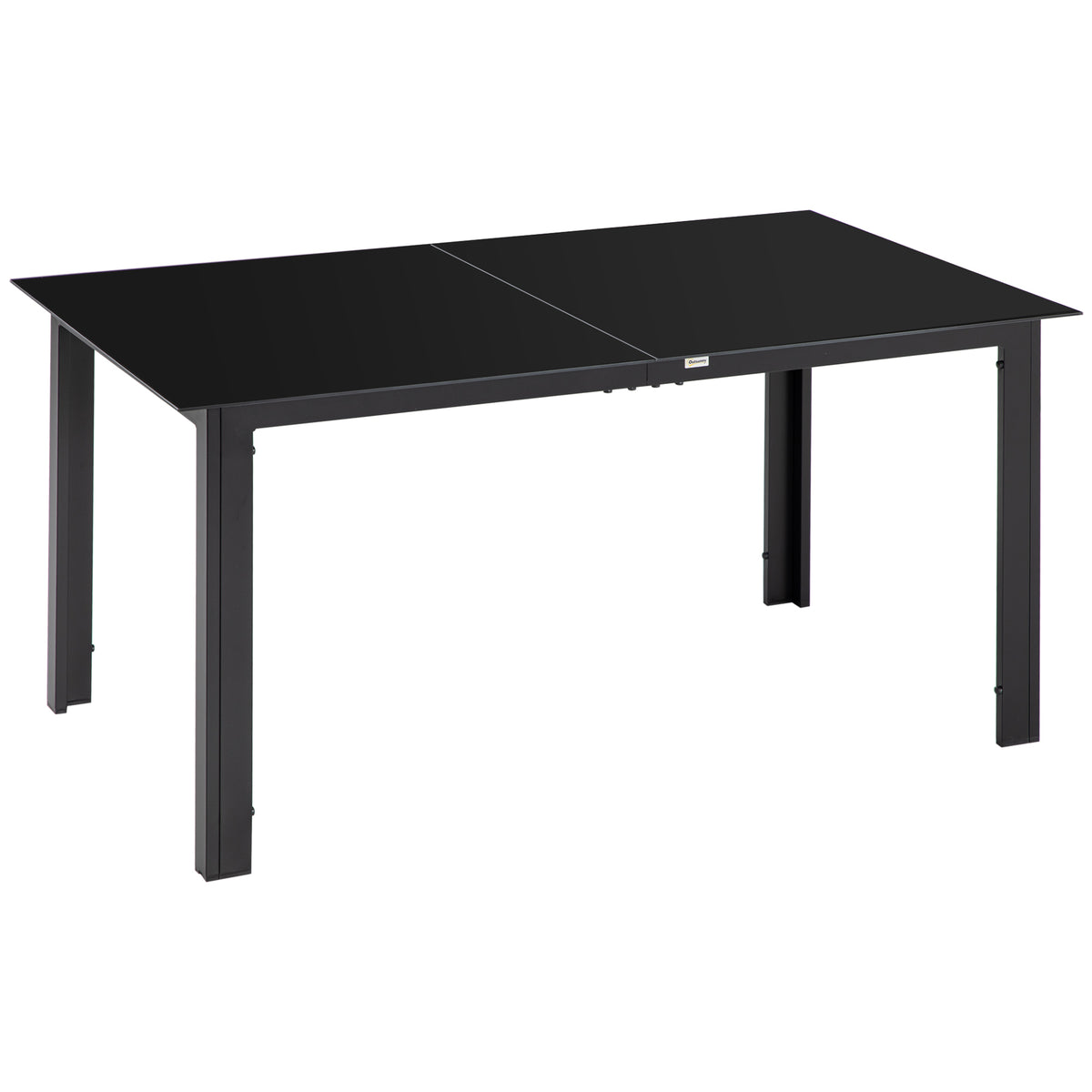 Garden table for 6 people, weather-resistant, tempered glass, patio table, 150 cm x 90 cm x 74 cm, black