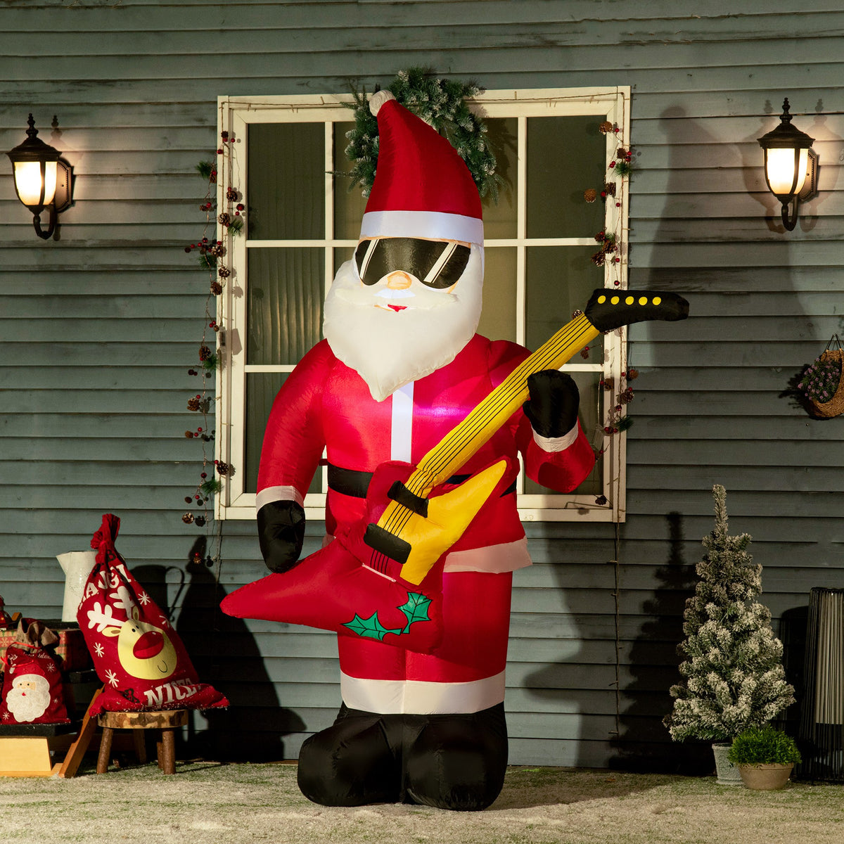 Christmas Decoration Inflatable Santa Claus Outdoor Christmas Decoration, incl. blower, 1.40 m, Red + White (2)