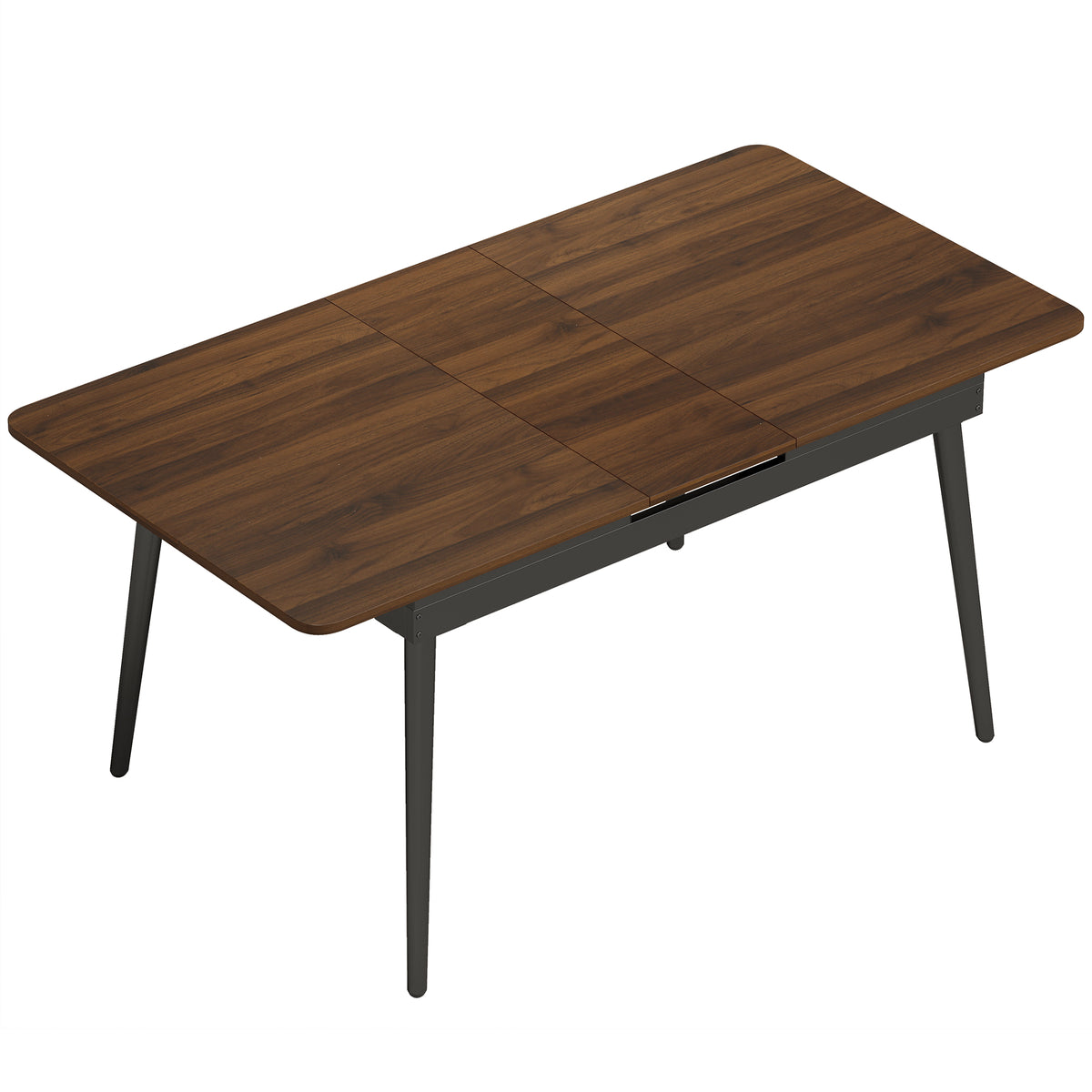 Extendable dining table 130-160 cm, kitchen table with rounded corners, light walnut