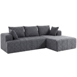 3-seater L-shaped corner sofa with ottoman, convertible chenille cloud sleeper sofa with pocket spring