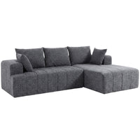 3-seater L-shaped corner sofa with ottoman, convertible chenille cloud sleeper sofa with pocket spring