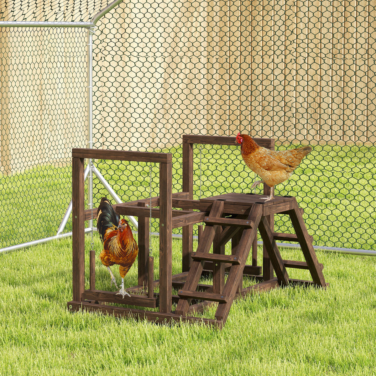 Chicken coop, perches, ramps, swings, for 2-3 chickens, wood, brown (2)