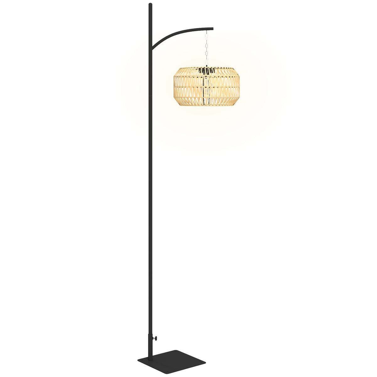 Solar Floor Lamp Rattan Solar Lights with Light Sensor Automatic Boho-Style Solar Lamp IP44 Black+Yellow