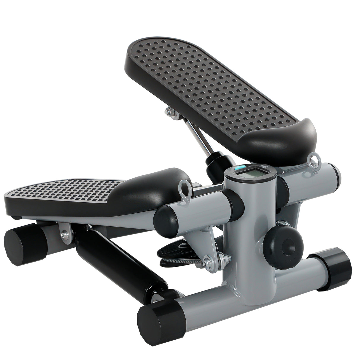2-in-1 mini stepper for home use with power ropes, LCD display, up-down swing stepper 41 x 30.5 x 18.5 cm, grey