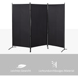 Room divider, 3-panel privacy screen, room separator with metal frame, black (8)
