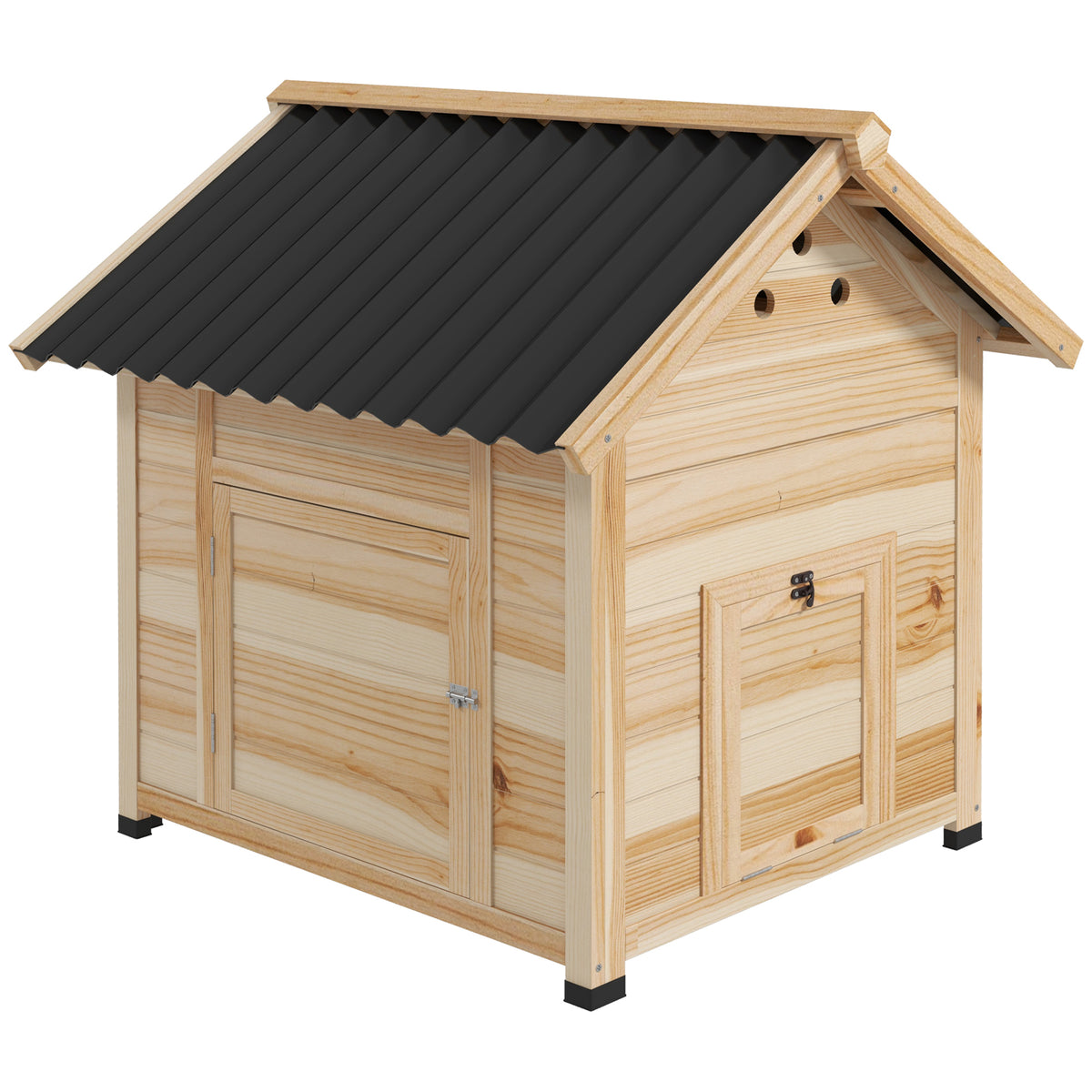 Duck house, duck coop, small animal hutch, weather-resistant, 2 entrances, 2 ramps, 78 x 90 x 92 cm, natural +
