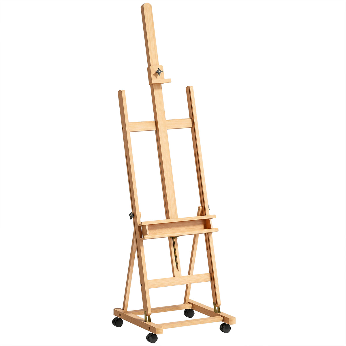 Easel, artist easel, height-adjustable, 4 castors, natural + black