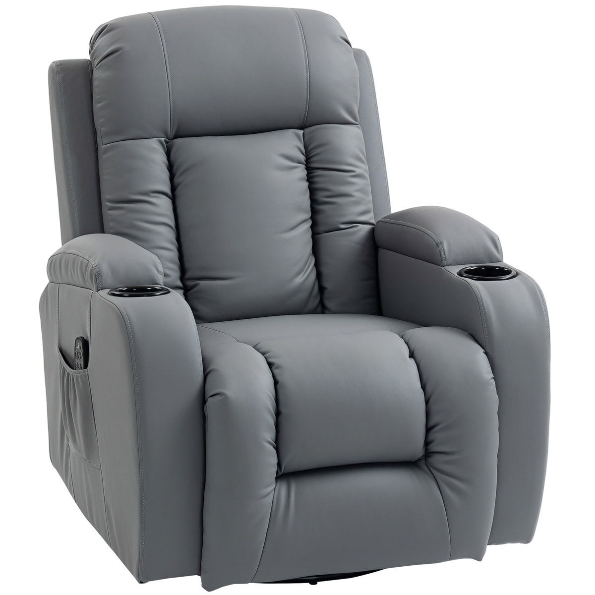 Massage chair with rocking, reclining & heating function, 3 modes, swivel, light grey