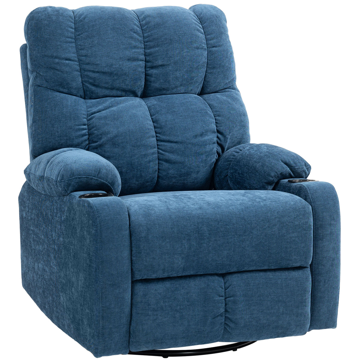 Recliner with footrest, lounge chair, swivel, up to 150 kg, steel frame, 88x96x108cm, dark blue