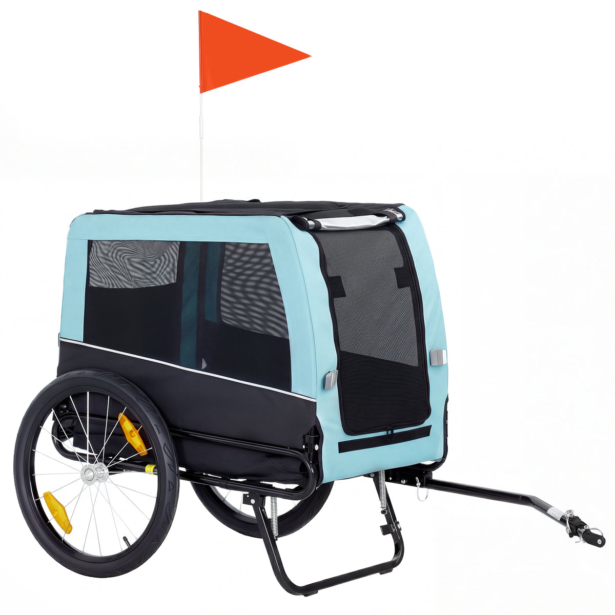 Foldable bicycle trailer with safety reflectors, leash, for medium-sized dogs up to 20 kg 143 x 70 x 90 cm light