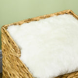 Cat cave made of water hyacinth grass, 2 lying areas, 2 washable cushions, natural + white (9)
