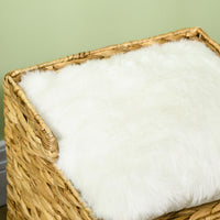 Cat cave made of water hyacinth grass, 2 lying areas, 2 washable cushions, natural + white (9)