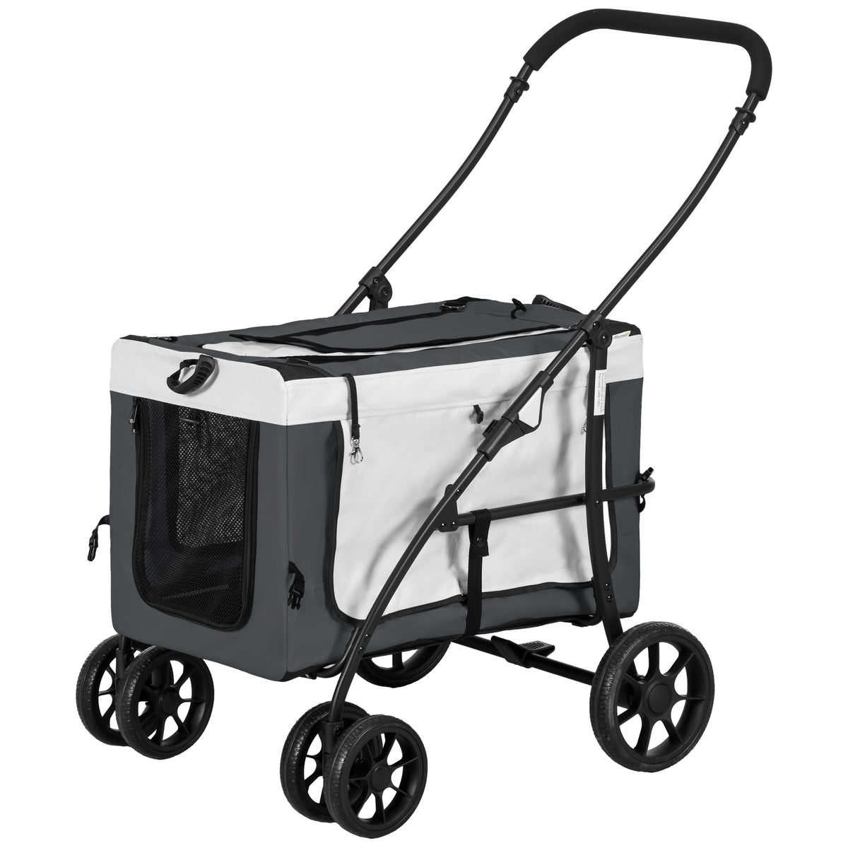 Dog stroller pet buggy up to 10kg foldable removable basket 81 x 58 x 97.5 cm black + grey + white