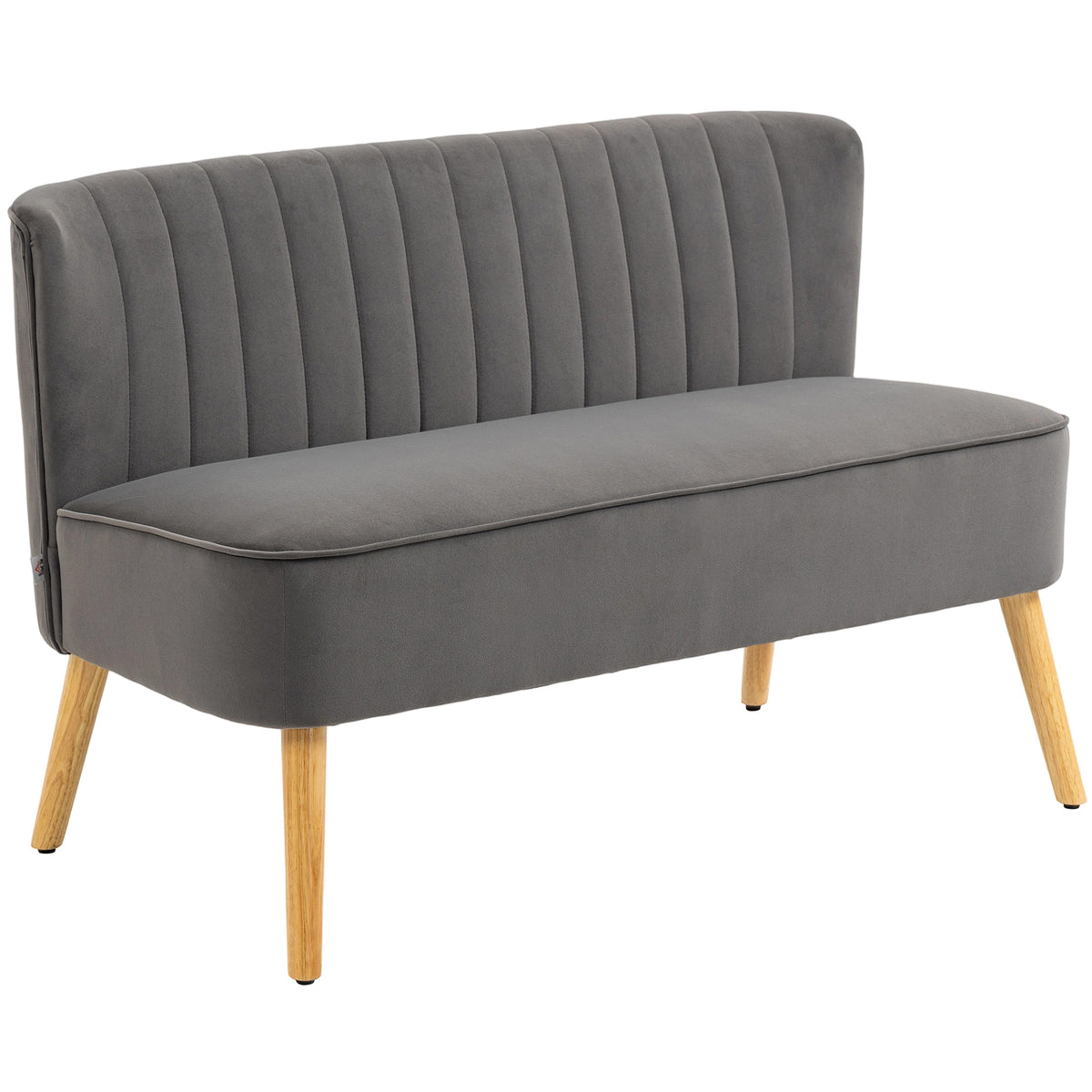 Retro design 2-seater sofa, wooden legs, 117 cm x 56.5 cm x 77 cm, dark gray