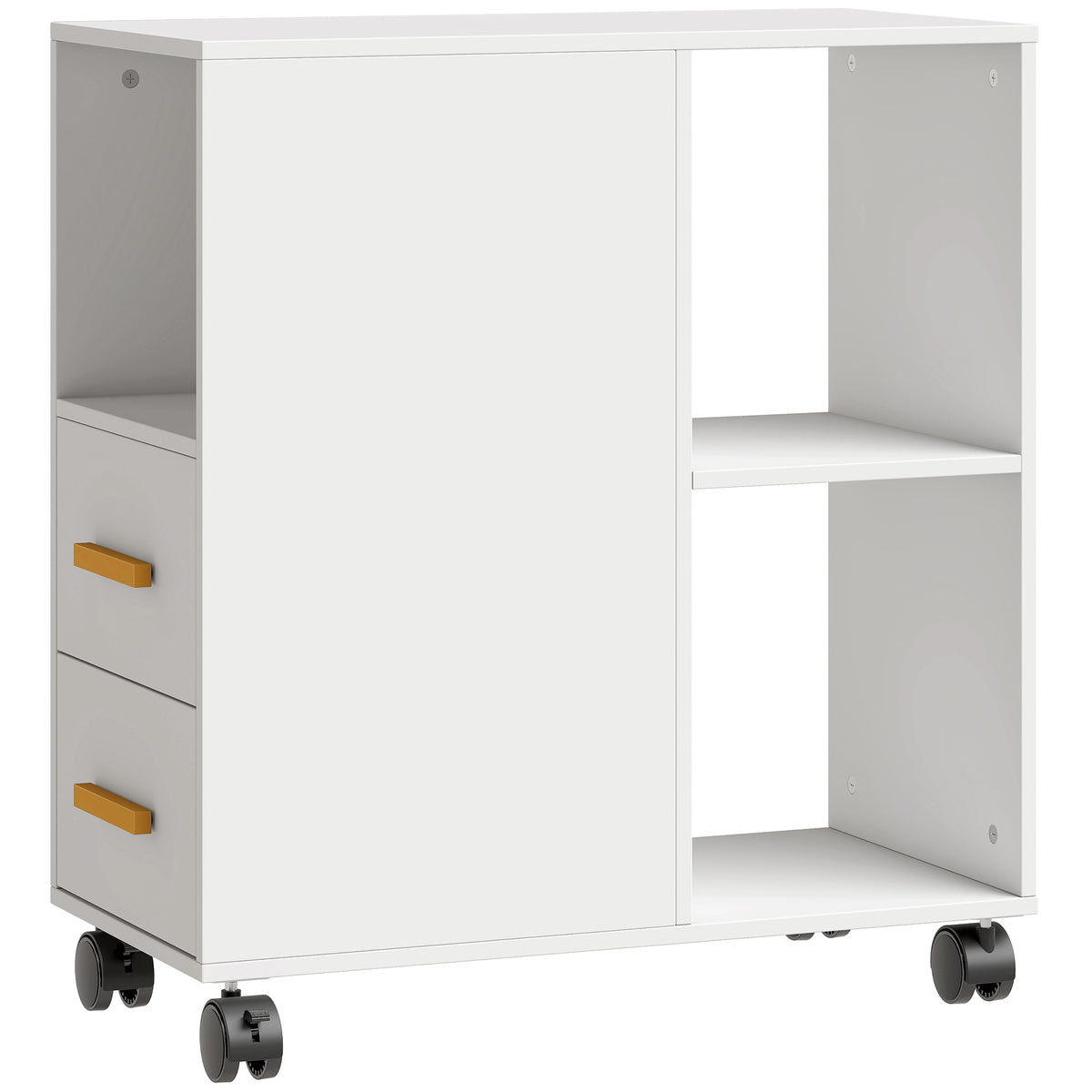 Printer Stand Printer Table with Adjustable Shelf, Wheels for Fax Scanner 60 x 30 x 65 cm White