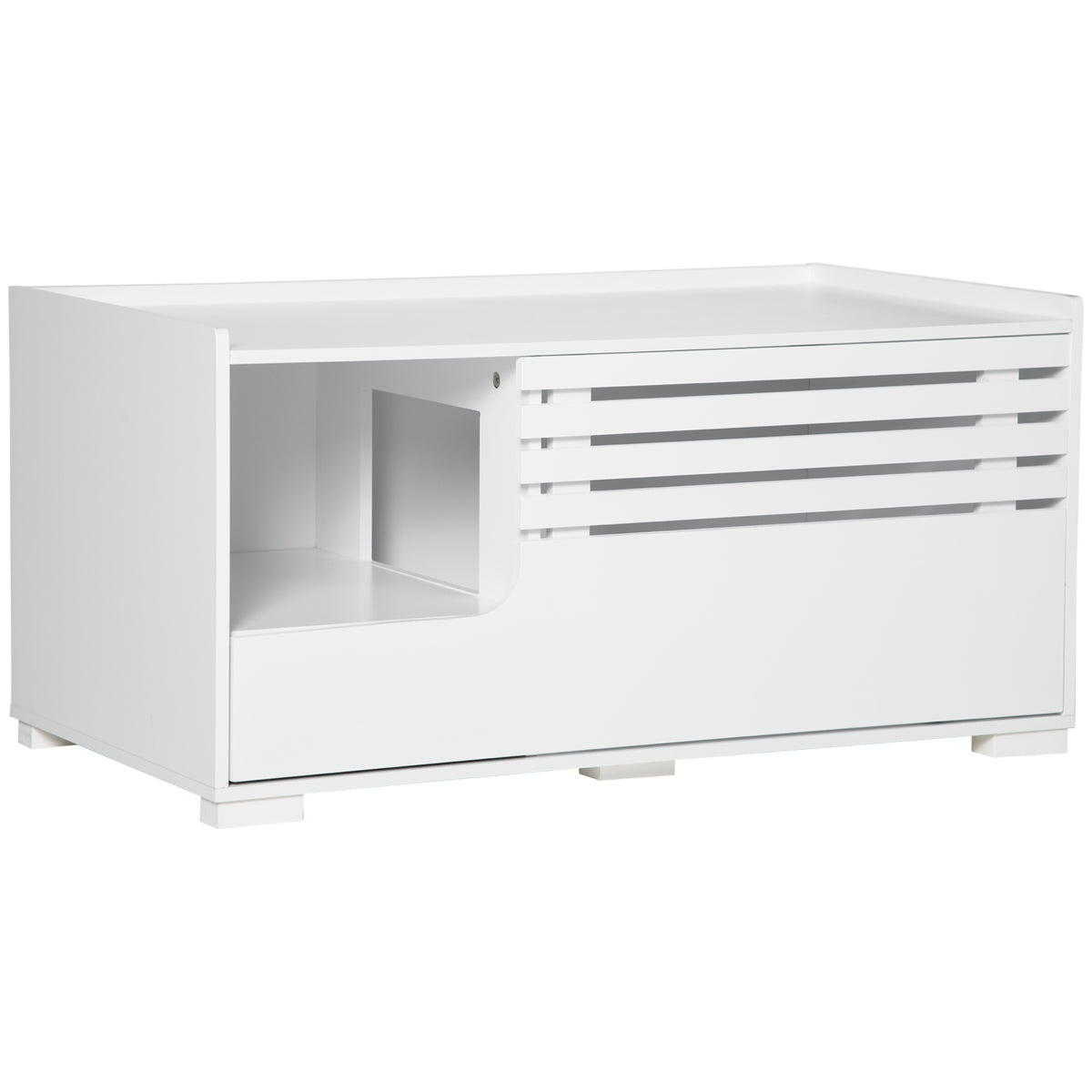 Cat cabinet with 2 shelves 2-in-1 design magnetic door white
