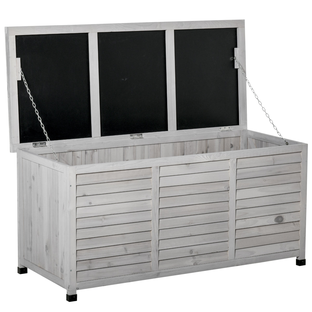Garden box, weather-resistant, breathable, cushion box, storage box, spruce wood, grey, 127 x 56 x 60 cm