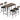 5-piece bar table set with 4 chairs, industrial design, for kitchen, dining room, wood, steel, brown