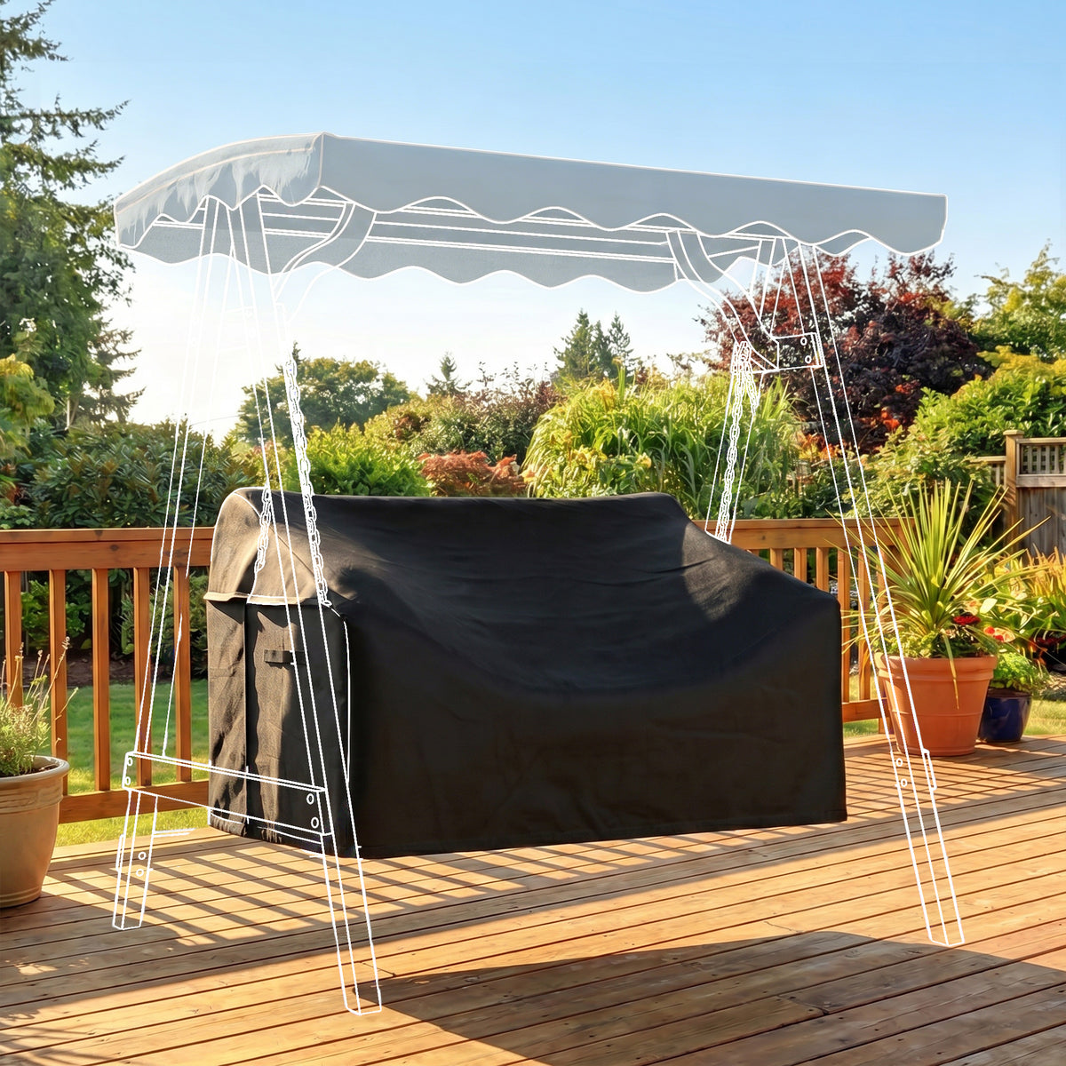 2-seater garden swing cover, waterproof protective cover, windproof and UV-resistant, 420D Oxford fabric (2)