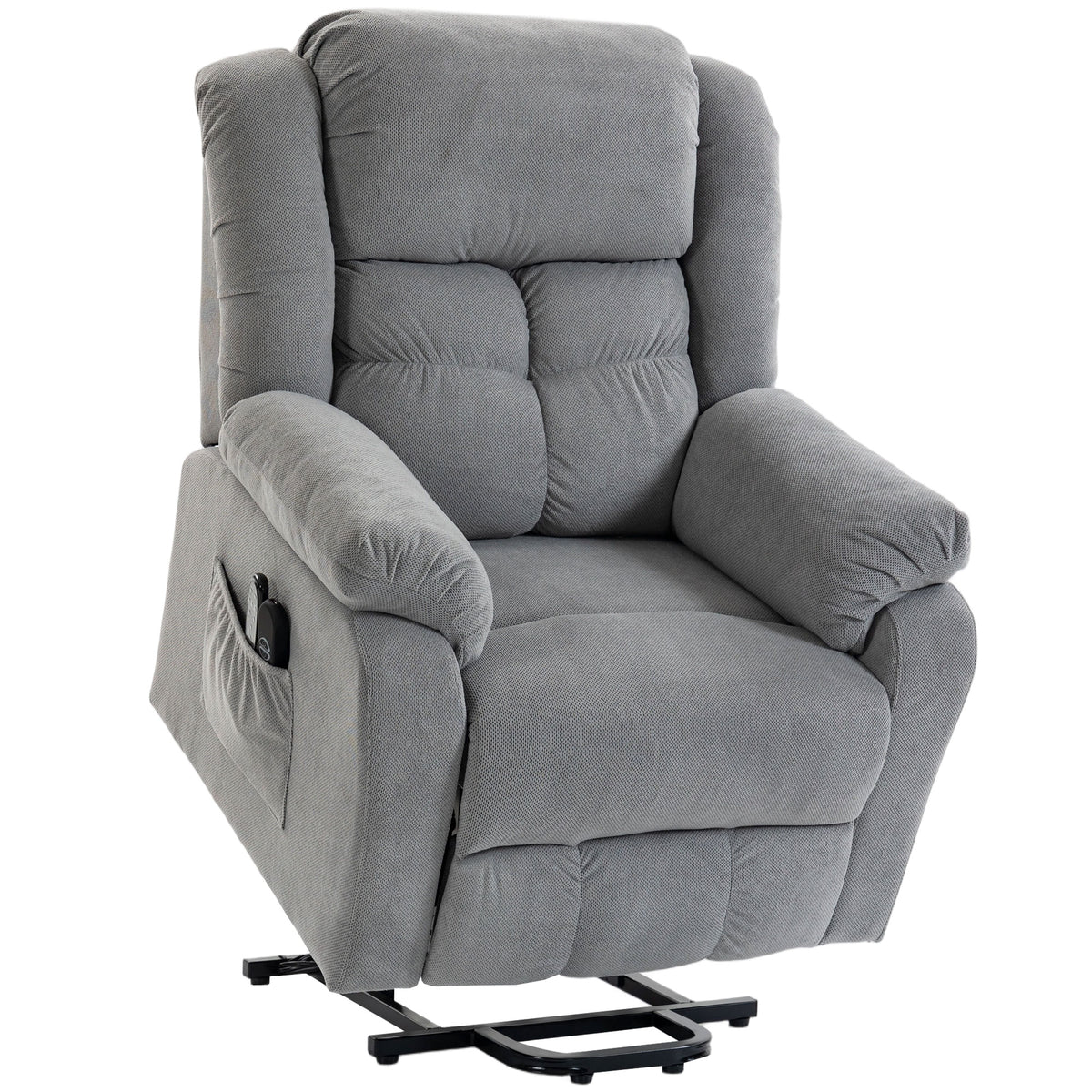 Lift chair with massage function and lumbar heating, recliner chair with remote controls and side pockets, light