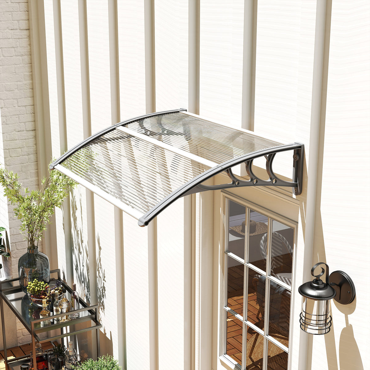 Canopy, front door canopy, roofing for entrances and windows, 100L x 75W x 23H cm, silver (2)