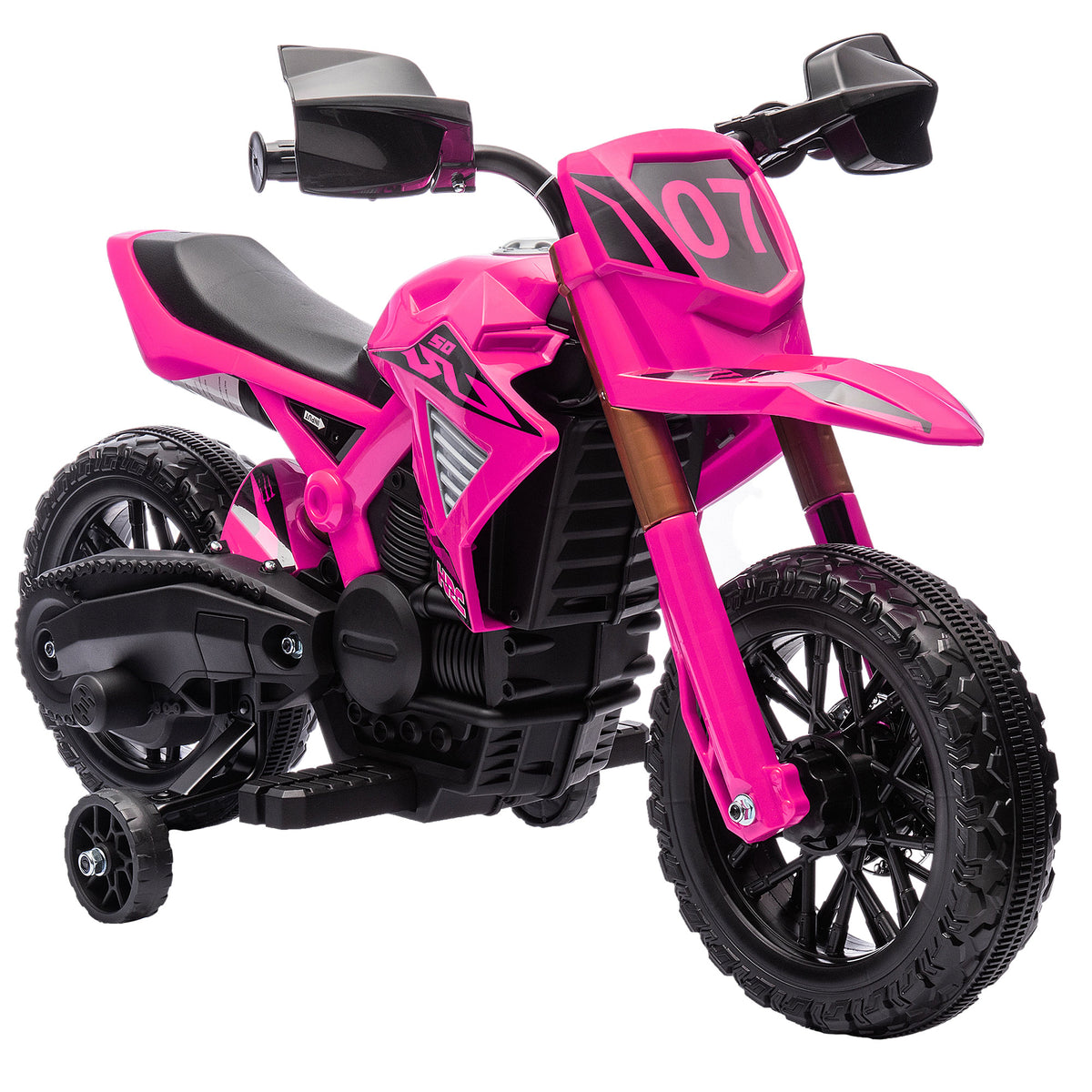 Electric motorcycle for children, 12V kids' motorcycle with training wheels, children's vehicle with horn and