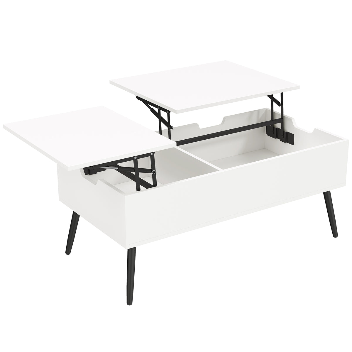 Height-Adjustable Coffee Table, Living Room Table with Hidden Storage for Living Room, 50 x 100 cm, White