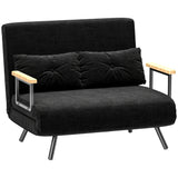 Sofa bed, 2-seater sofa, velvet sofa, sleep function, incl. 2 cushions, velvet look, black