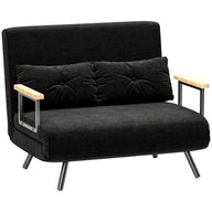 Sofa bed, 2-seater sofa, velvet sofa, sleep function, incl. 2 cushions, velvet look, black