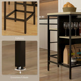 Bar set, 2 bar stools & 1 bar table, stain-resistant, stable, steel frame, black/oak (7)