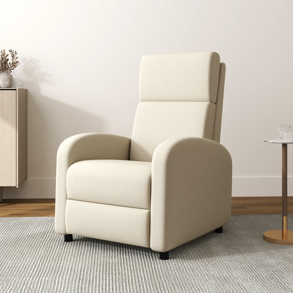 Recliner TV chair, fold-out footrest, tiltable up to 160°, 64 x 86 x 102 cm, cream (2)