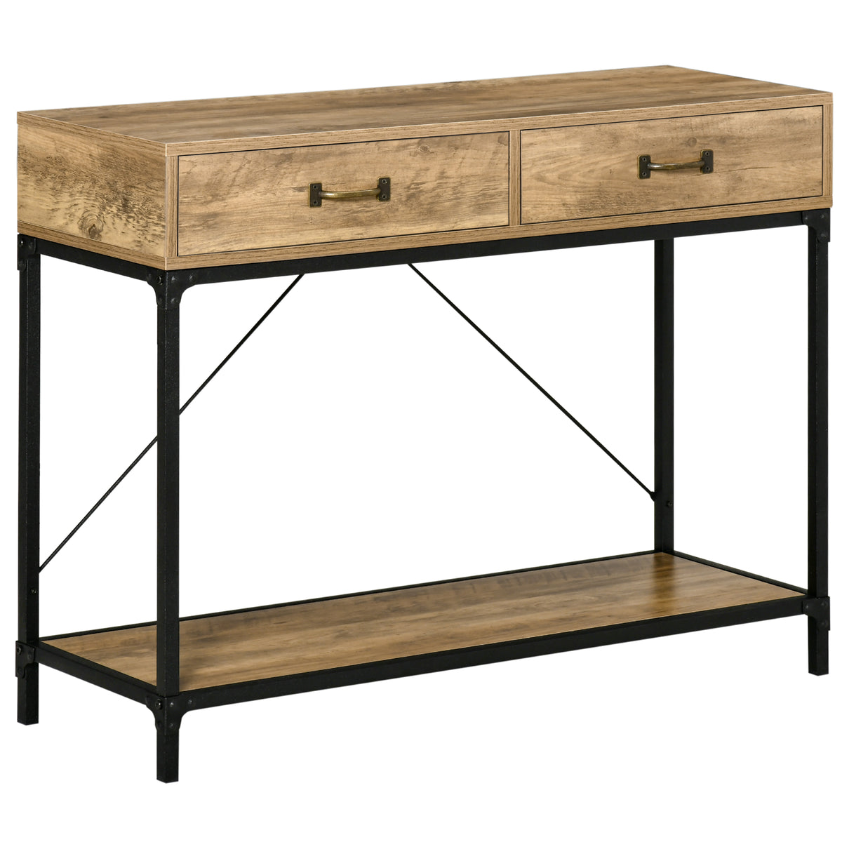 Console Table Hallway Table with Shelf and 2 Drawers, 100 x 35 x 76.5 cm Side Table Sofa Table Display Table for