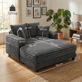 Chaise Longue 2-Seater Large Sofa Bed 134 x 151 cm with Cup Holder for Living Room, Gray (3)