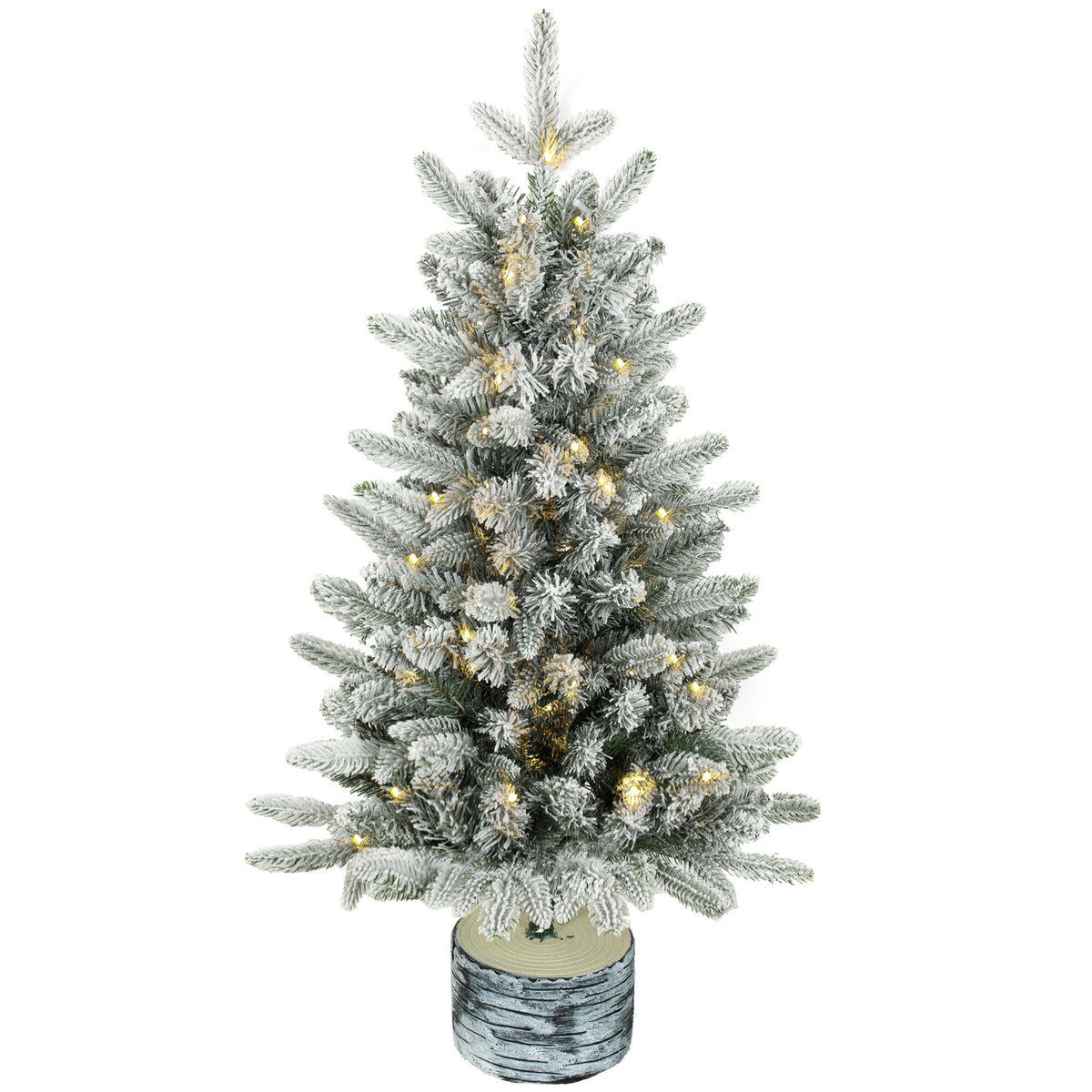 Artificial Christmas tree, 90 cm tree with 50 LED lights, 240 tips, artificial snow, magnesium oxide base