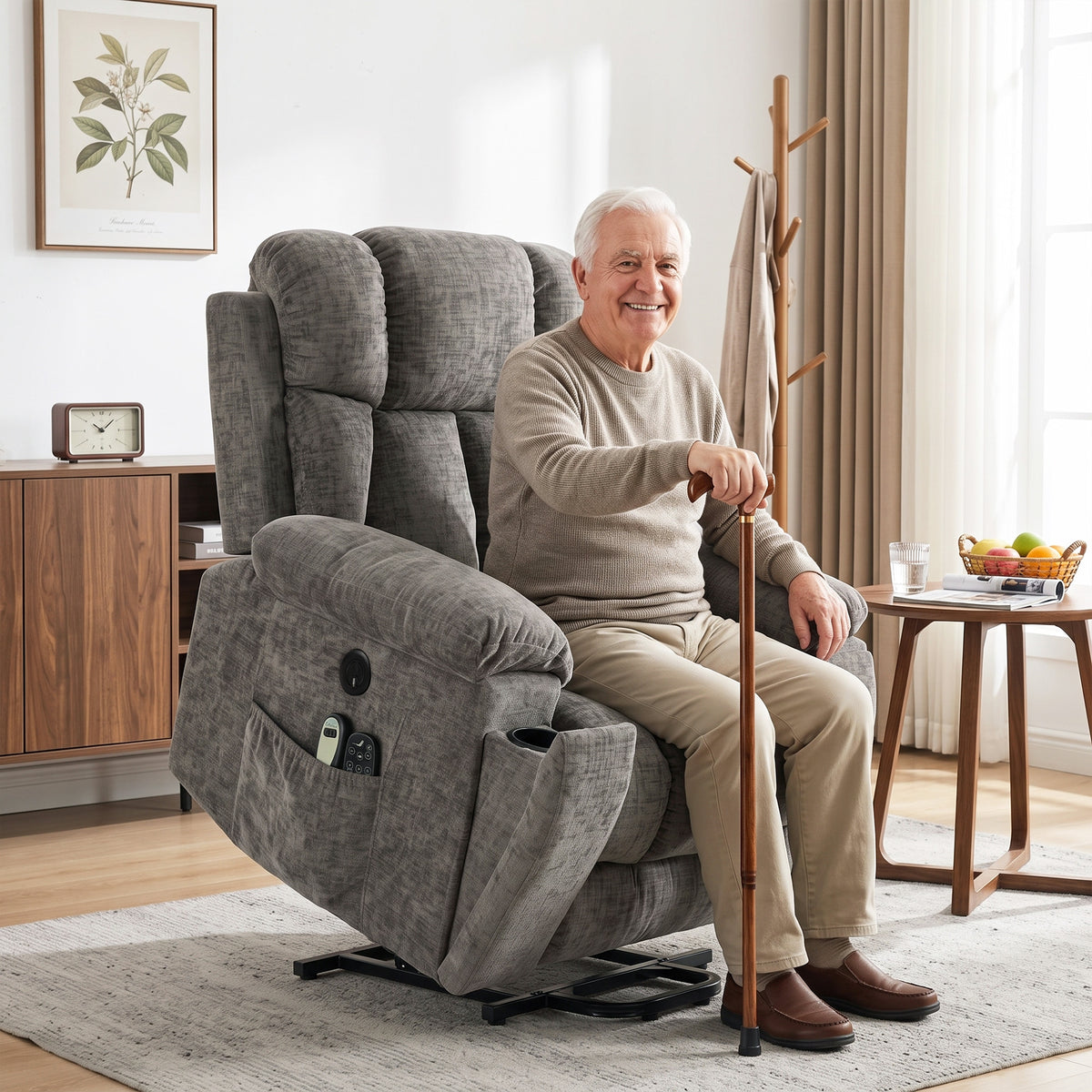 Recliner TV chair with lift assist, massage & heat, senior chair with wide, deep seat, USB port (2)