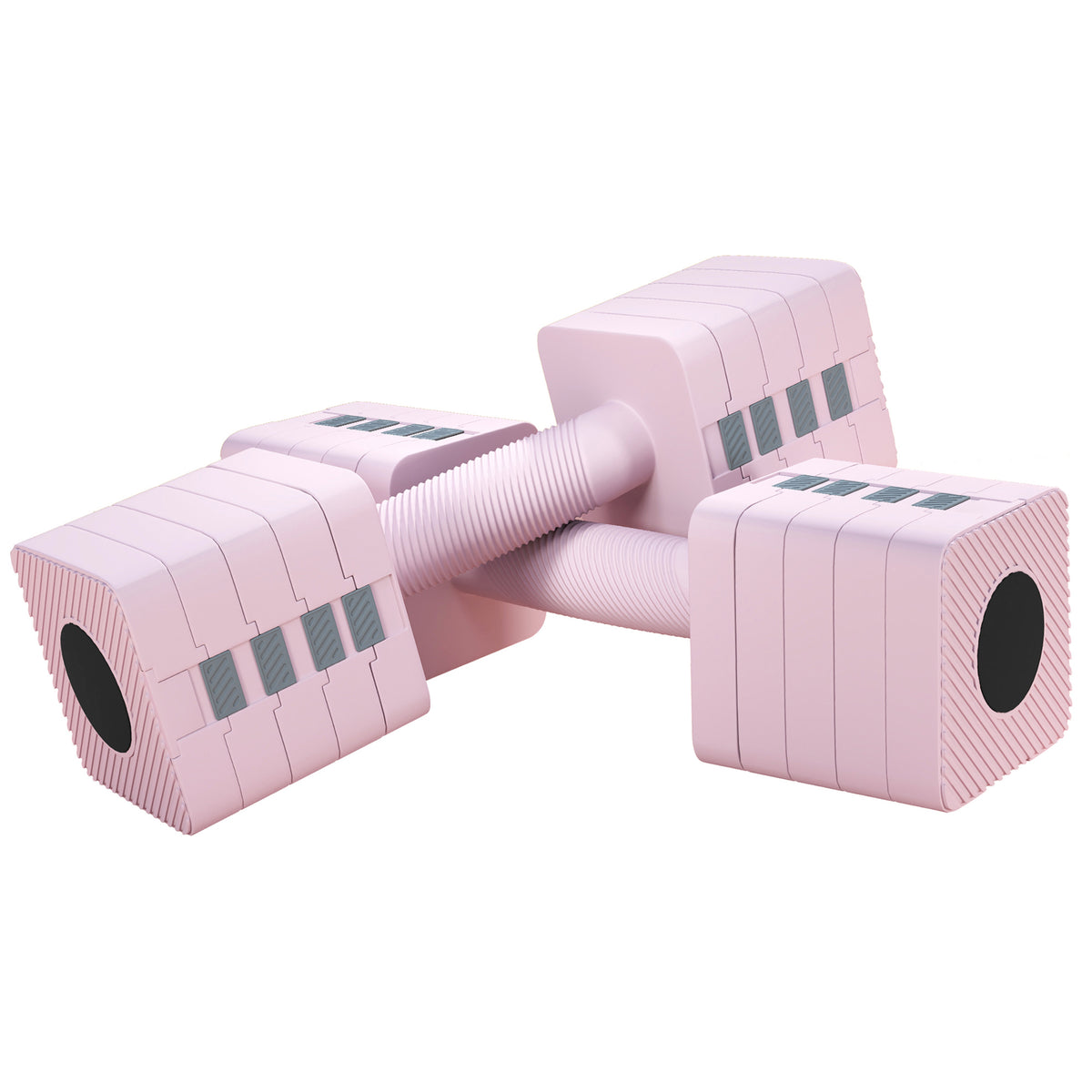 Adjustable dumbbell, 2 x 5kg dumbbells with non-slip grip, square steel dumbbell set pink