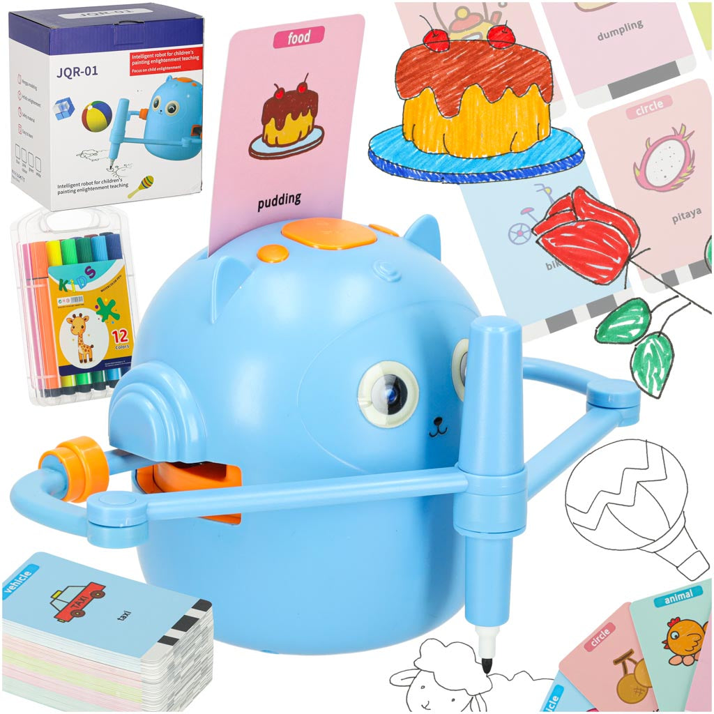 IKONKA HOME Bildungsroboter interaktive Lernen zu zeichnen Schreiben Fiche Set Marker blau