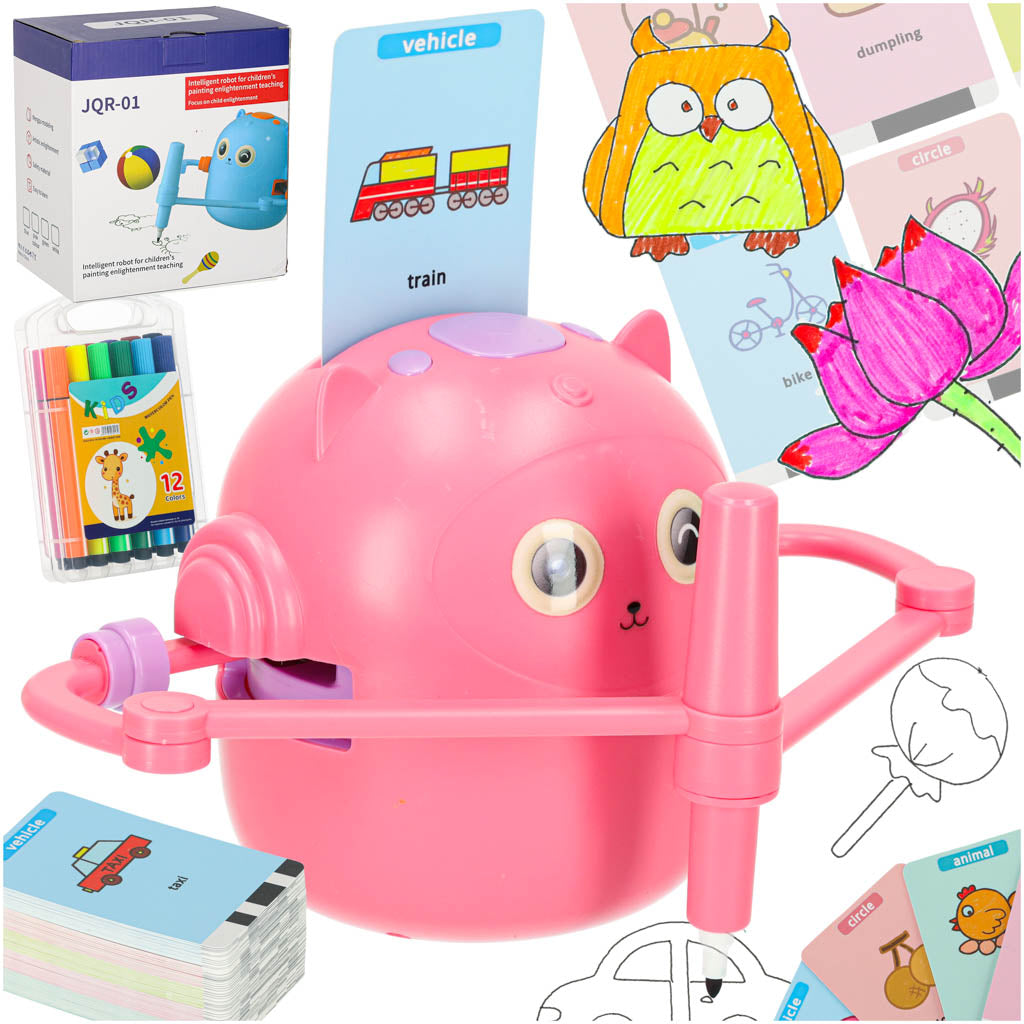 IKONKA Bildungsroboter interaktive Lernen zu zeichnen Schreiben Fiche Set Marker rosa