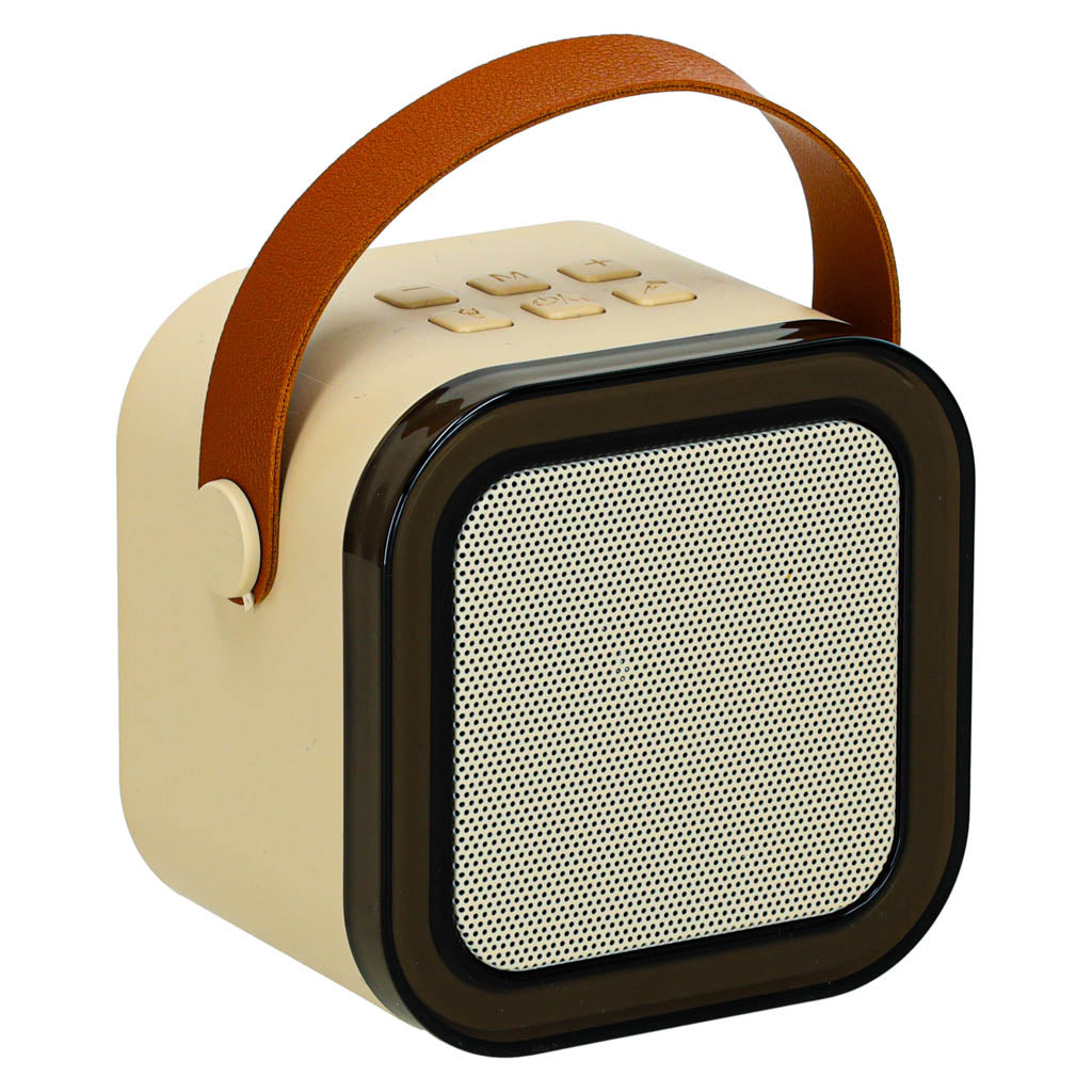 Karaoke-Set 2 Mikrofone + tragbarer Lautsprecher BLUETOOTH USB LED beige