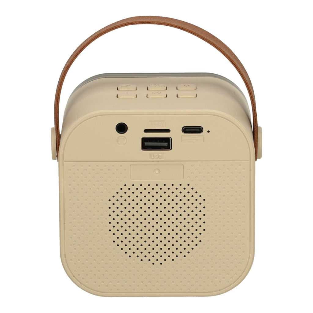 Karaoke-Set 2 Mikrofone + tragbarer Lautsprecher BLUETOOTH USB LED beige