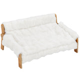 Elevated cat bed with wooden frame, removable cover, cotton filling, and non-slip feet, for cats up to 8 kg