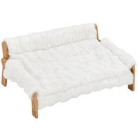 Elevated cat bed with wooden frame, removable cover, cotton filling, and non-slip feet, for cats up to 8 kg