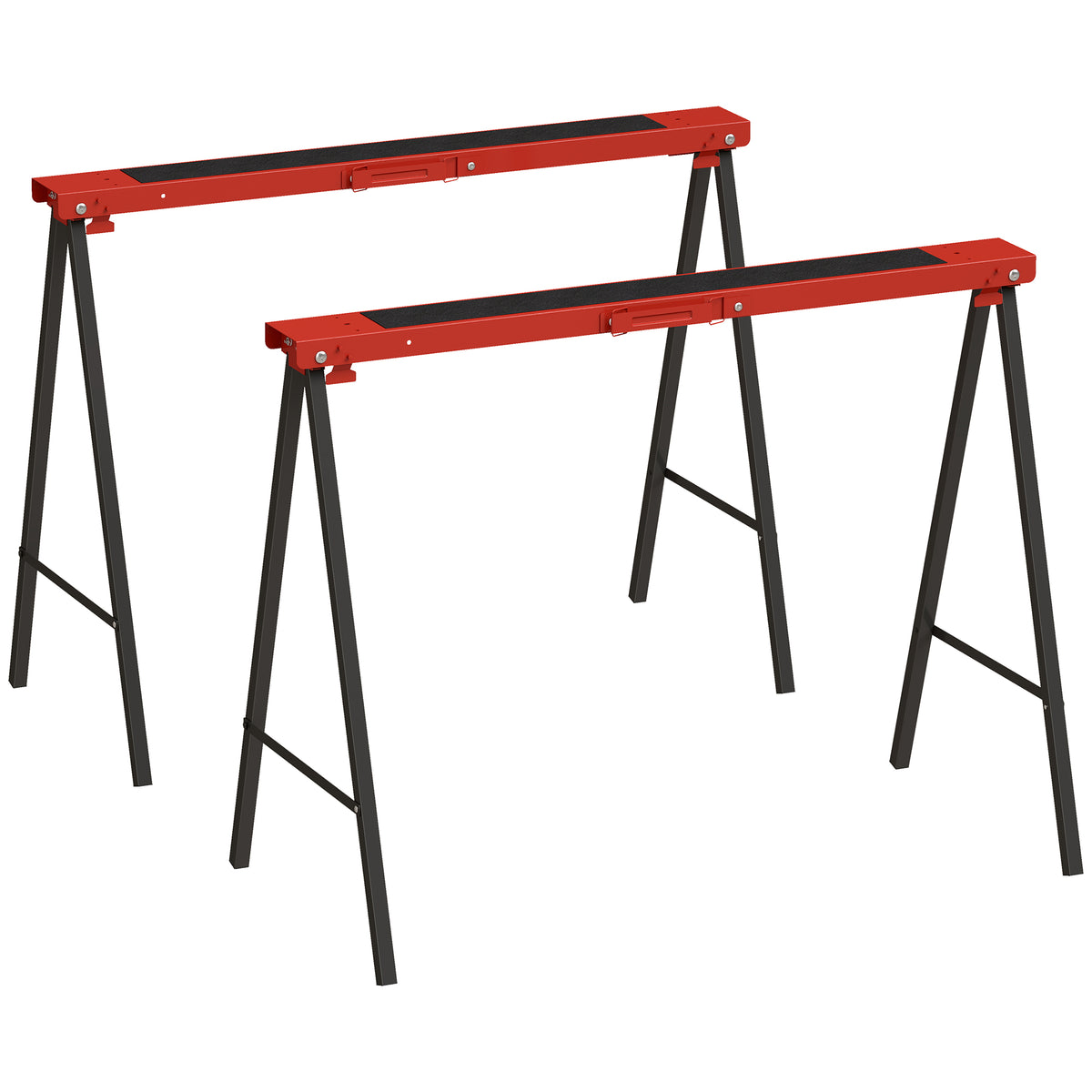 Set of 2 saw horses, workshop stands, load capacity up to 250 kg, metal, red