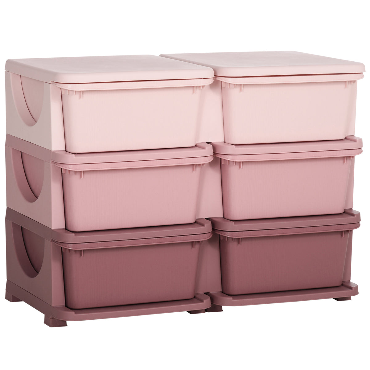Children's storage box, kids' storage box, 3 drawers, pink