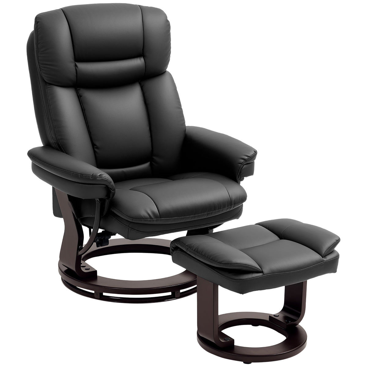 Recliner with footstool, adjustable armchair, faux leather cover, upholstered armchair with foldable backrest