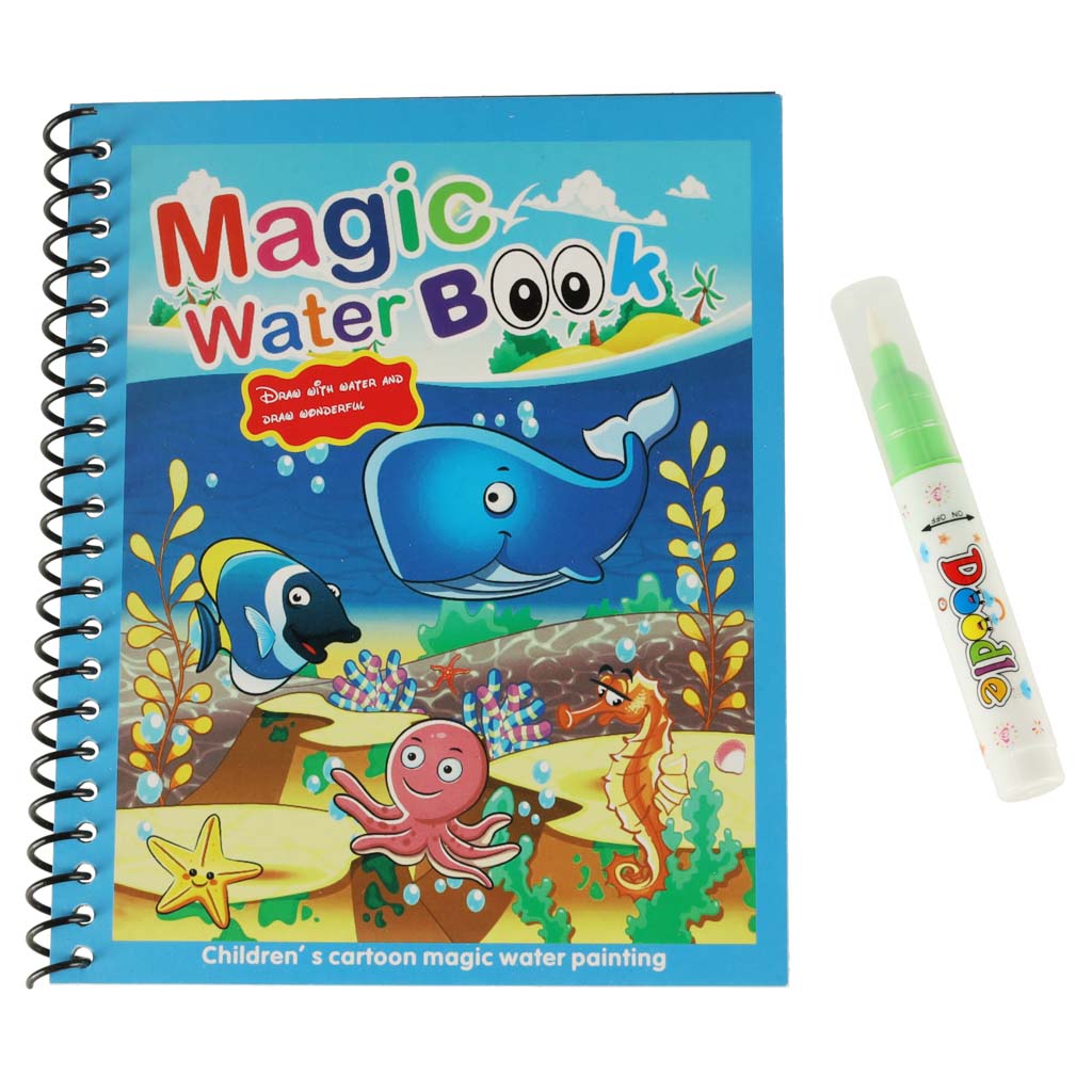 IKONKA Malbuch Wasser-Malbuch mit Marker Meerestiere blau – Produktabbildung 2