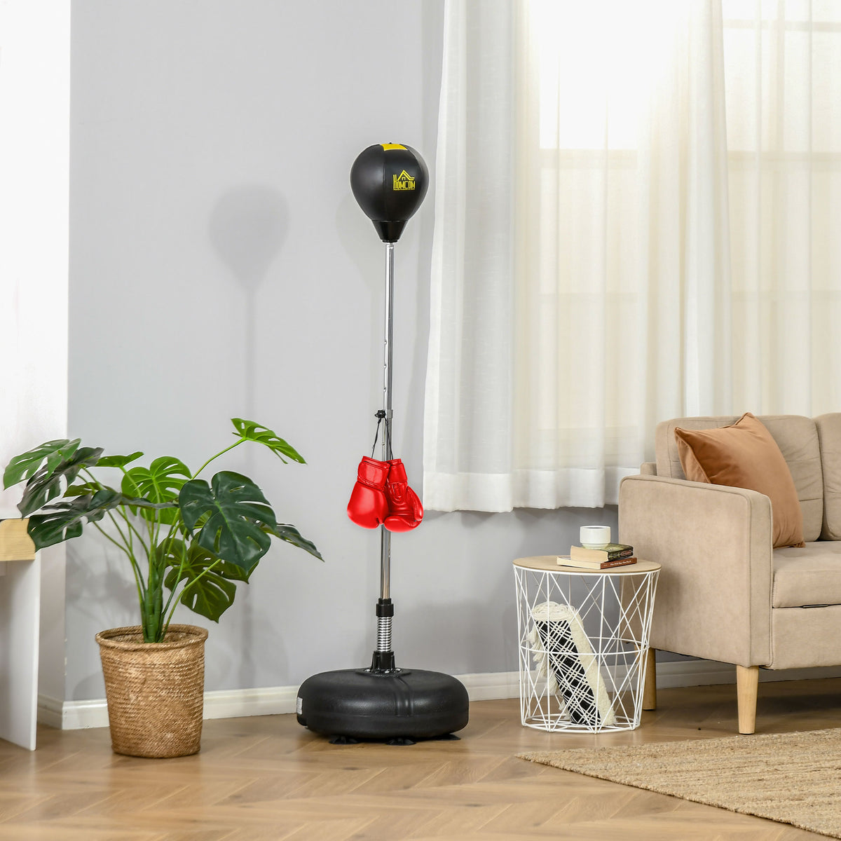 Punching Ball Set Free-Standing Boxing Fitness Punching Bag Training Set 133-151 cm height-adjustable with 1 (2)