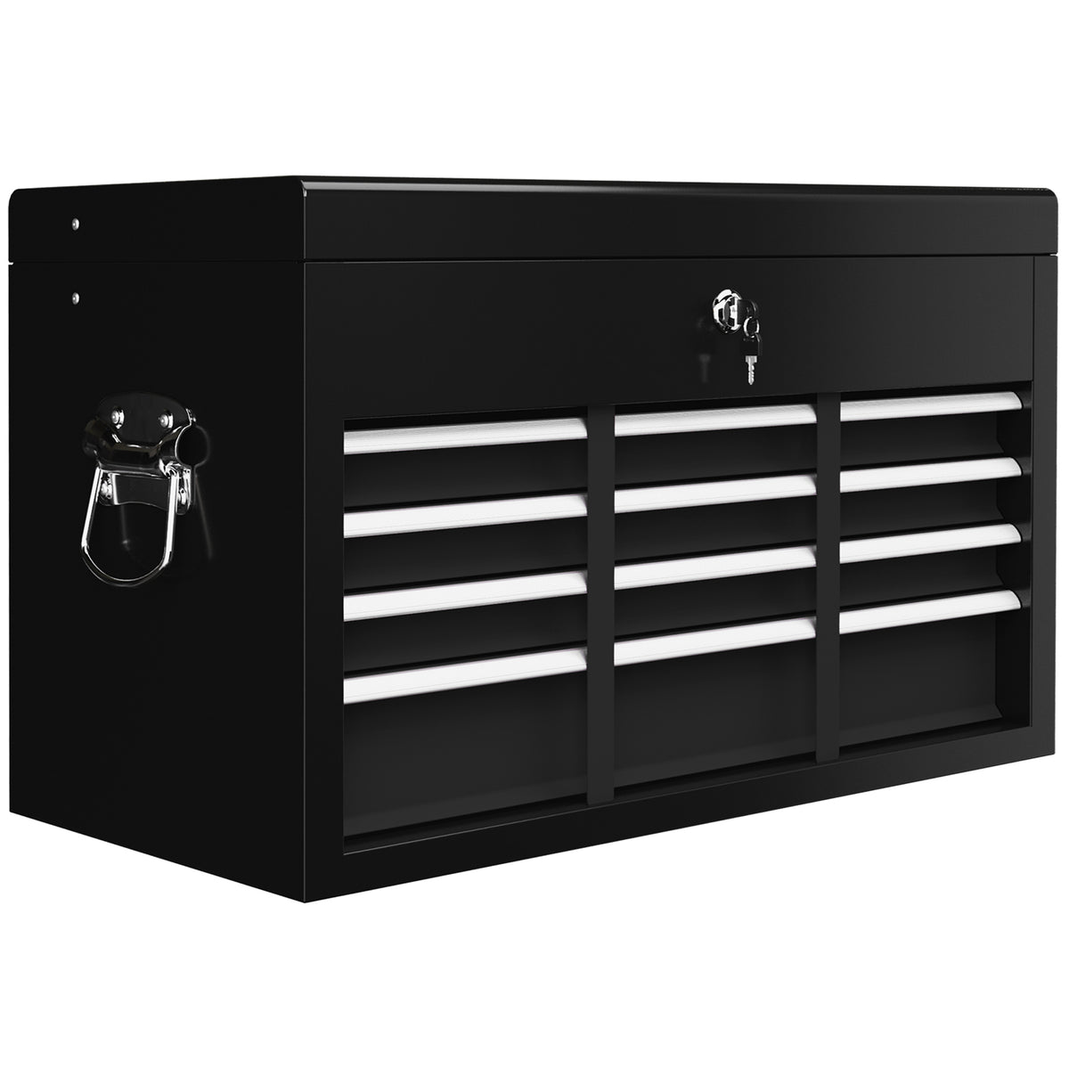 Toolbox, lockable, 3 drawers, steel housing, 60x26x34cm, black