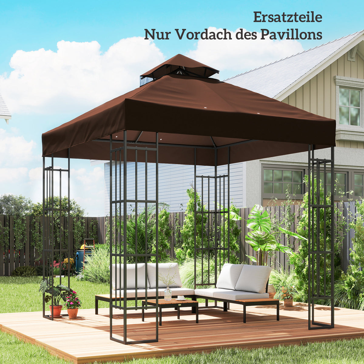 3 x 3 m replacement roof for gazebo, gazebo replacement canopy with water drainage holes, UPF30+, sun protection (2)